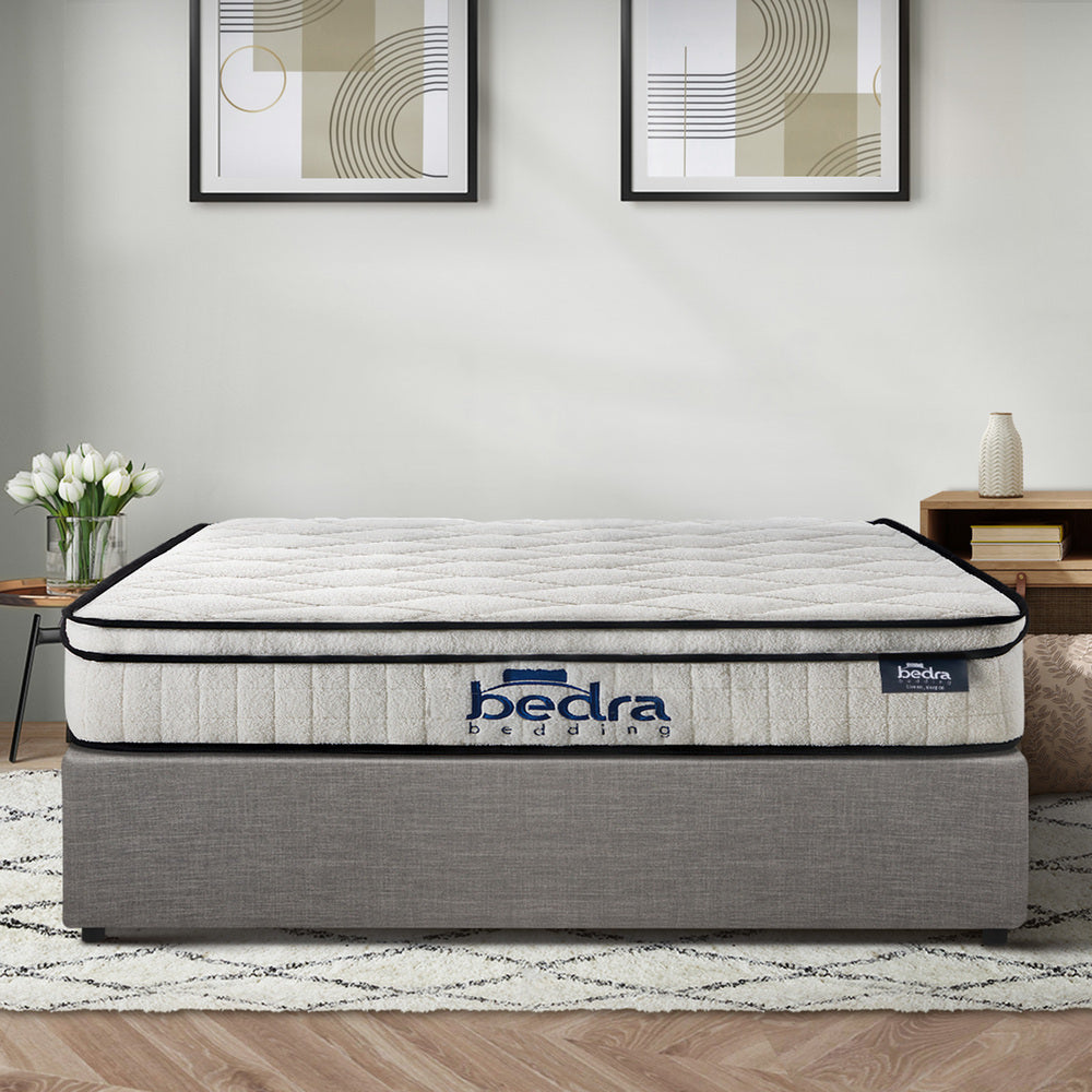 Double Bed Frame Storage Platform with 22cm Mattress Grey Upholstered