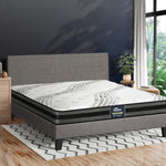 Bed Frame with Mattress Set Grey/White Fabric