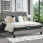 Bed Frame with Mattress Set Grey/White Fabric