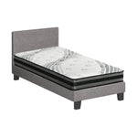 Single Bed Frame with Mattress Set Grey Fabric Upholstered Bedroom Bed