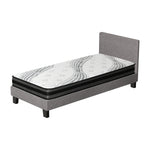 Single Bed Frame with Mattress Set Grey Fabric Upholstered Bedroom Bed