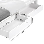 2x Bed Frame Storage Drawers Timber Trundle for Wooden Bed Frame Base White