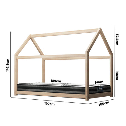Kids Bed Frame With Single Mattress Set House Style
