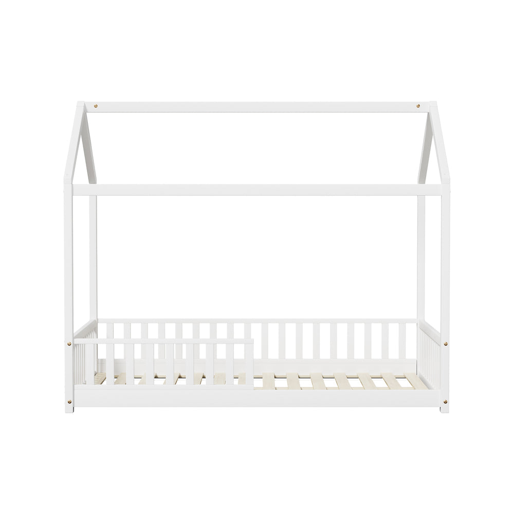 Kids Wooden Bed Frame House Beds Platform Double White Timber Pine