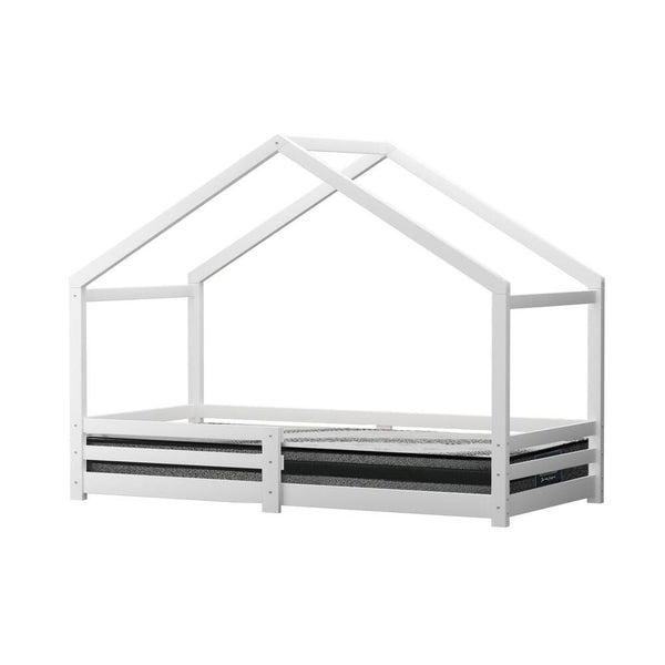  Kids Bed Frame With Single Mattress Set White