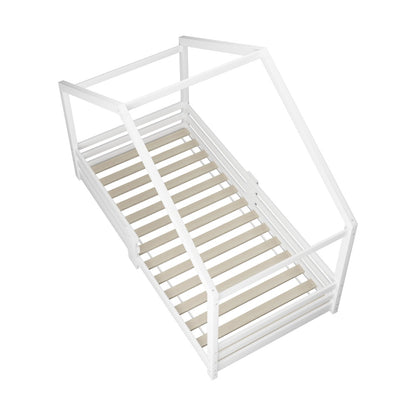 Kids Bed Frame With Single Mattress Set White