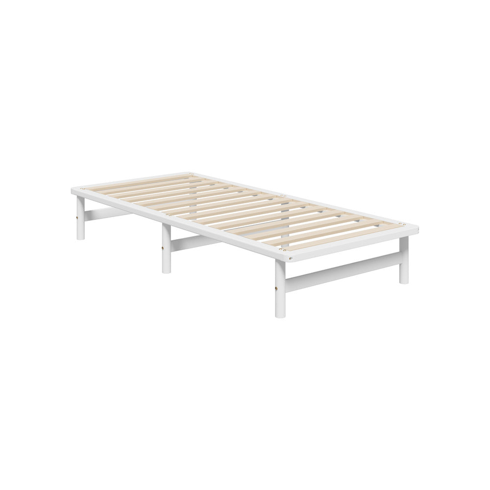 Wooden Bed Frame Single Size Solid Pine Timber White