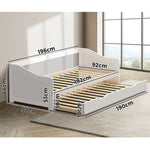 Trundle Bed Frame Daybed Single Size Base Timber Wooden Kids Double Bed