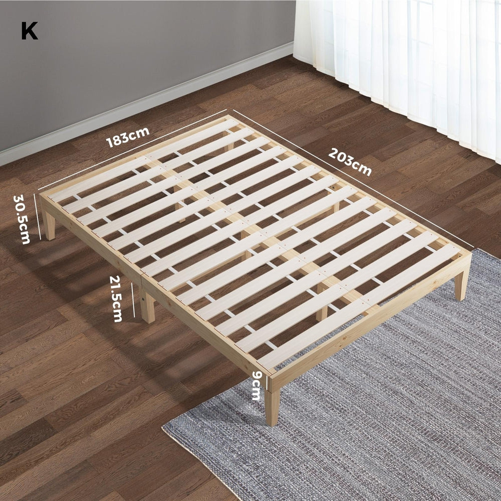 Bed Frame King Size Pine Wood Bed Base