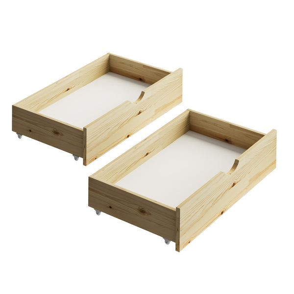  2x Trundle Drawers for Bed Frame with Wheels Wooden