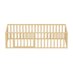 2-in-1 Kids Bed Frame Single Toddler Bed with Play Guard Fence Wood