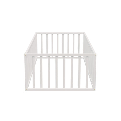 2-in-1 Kids Bed Frame Toddler Play Centre Guard Fence White