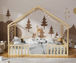 Double Kids Wooden Bed Frame With Timber Base Natural/White Finish Bedroom Furniture