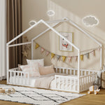 Double Kids Wooden Bed Frame With Timber Base Natural/White Finish Bedroom Furniture