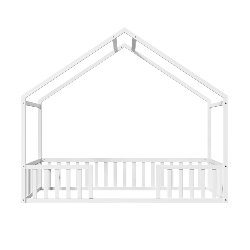 Double Kids Wooden Bed Frame With Timber Base Natural/White Finish Bedroom Furniture