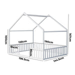 Double Kids Wooden Bed Frame With Timber Base Natural/White Finish Bedroom Furniture