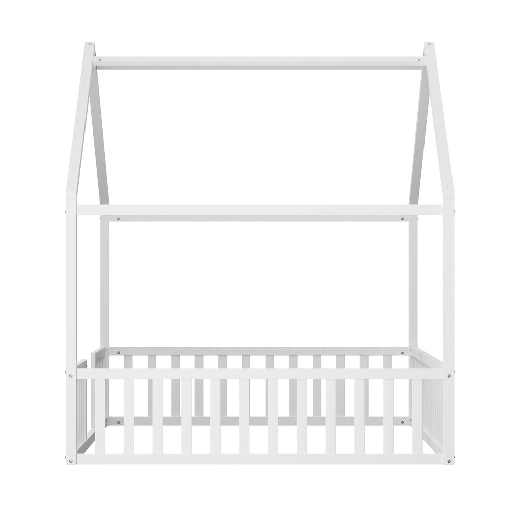 Double Kids Wooden Bed Frame With Timber Base Natural/White Finish Bedroom Furniture