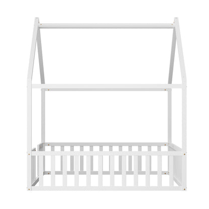 Double Kids Wooden Bed Frame With Timber Base Natural/White Finish Bedroom Furniture