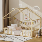 King Single Kids Wooden Bed Frame With Timber Base Natural Finish Bedroom Furniture