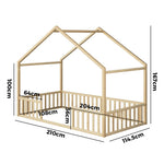 King Single Kids Wooden Bed Frame With Timber Base Natural Finish Bedroom Furniture