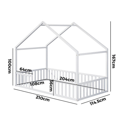 King Single Kids Wooden Bed Frame With Timber Base Natural Finish Bedroom Furniture