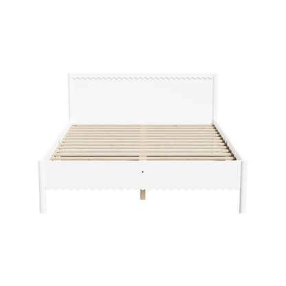 Double White Wooden Bed Frame 197x145x90cm