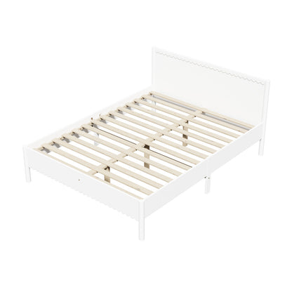 Double White Wooden Bed Frame 197x145x90cm