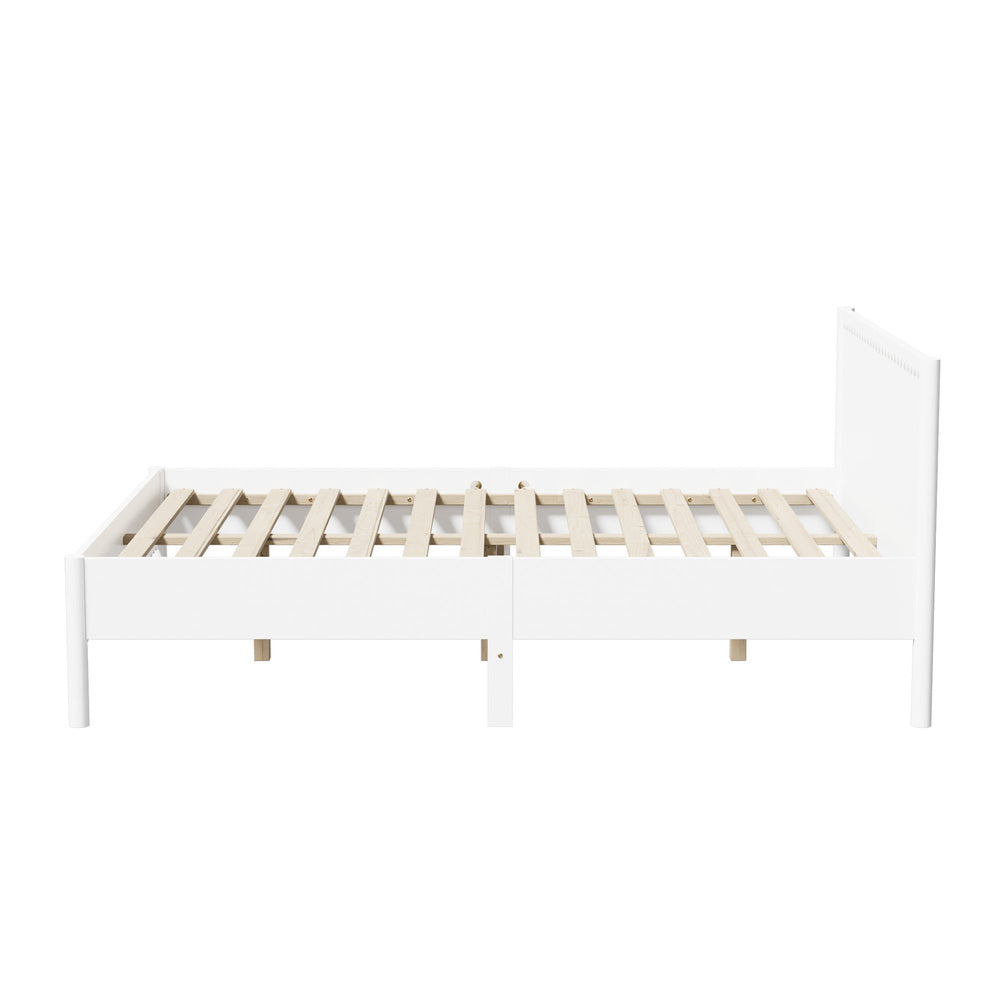 Double White Wooden Bed Frame 197x145x90cm