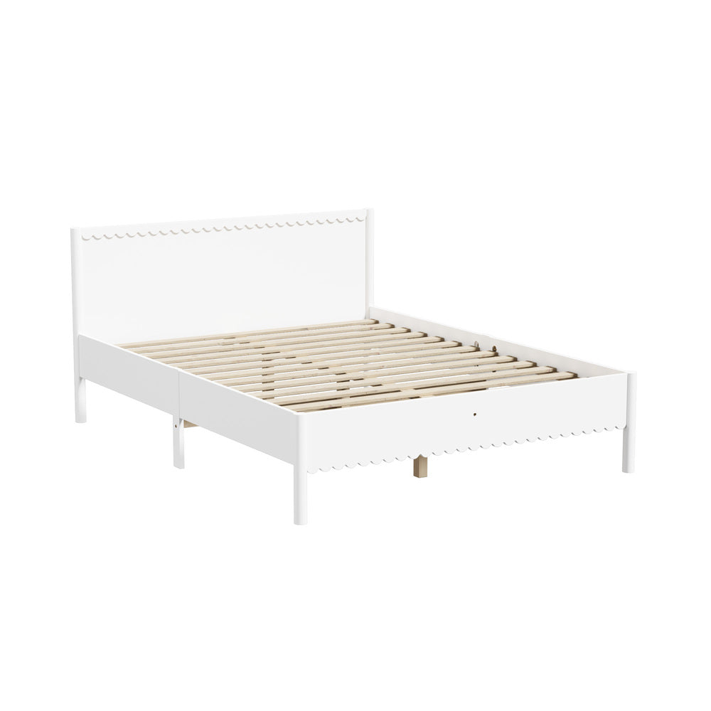 White Wooden Queen Bed Frame 211x161x90cm