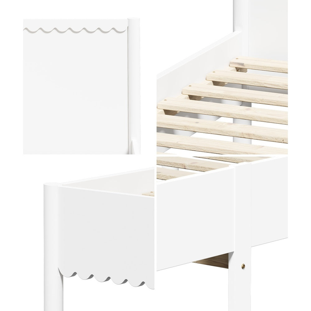 White Wooden Queen Bed Frame 211x161x90cm