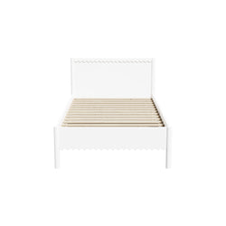 Scalloped Wooden Kids Bed Frame Single Timber Wood White Finish