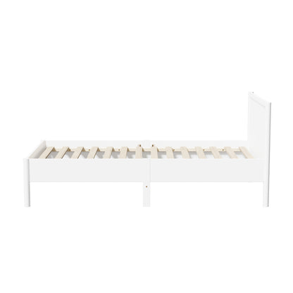 Scalloped Wooden Kids Bed Frame Single Timber Wood White Finish