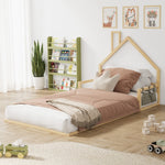 Wooden Kids Bed Frame Floor Bed Chimney Natural Wood Bedroom-KS/S