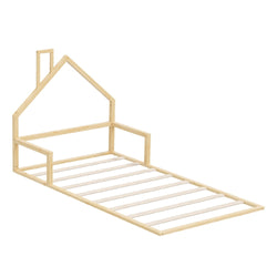 Wooden Kids Bed Frame Floor Bed Chimney Natural Wood Bedroom-KS/S