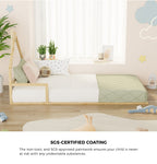 Wooden Kids Bed Frame Floor Bed Chimney Natural Wood Bedroom-KS/S