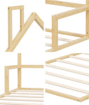 Wooden Kids Bed Frame Floor Bed Chimney Natural Wood Bedroom-KS/S