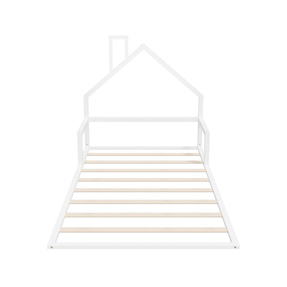 Wooden Kids Bed Frame Floor Bed Chimney White Wood Bedroom-KS/S