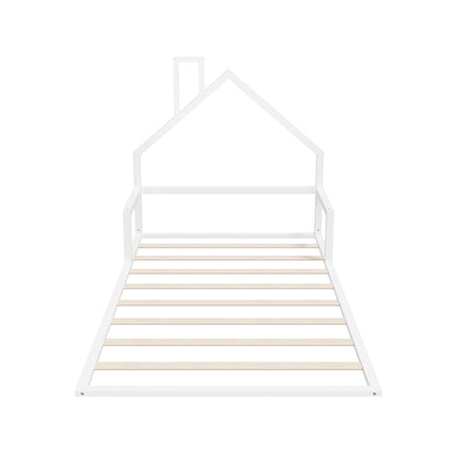 Wooden Kids Bed Frame Floor Bed Chimney White Wood Bedroom-KS/S