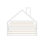 Wooden Kids Bed Frame Floor Bed Chimney White Wood Bedroom-KS/S