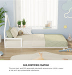 Wooden Kids Bed Frame Floor Bed Chimney White Wood Bedroom-KS/S