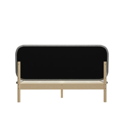 Wooden Bed Frame with Padded Fabric Edges Headboard Double Size