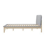 Wooden Bed Frame with Padded Fabric Edges Headboard Queen Size