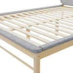 Wooden Bed Frame with Padded Fabric Edges Headboard Queen Size