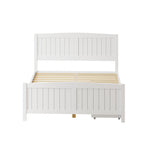 Wooden Bed Frame with Trundle Drawers White