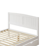 Wooden Bed Frame with Trundle Drawers White