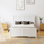 Wooden Bed Frame with Trundle Drawers White