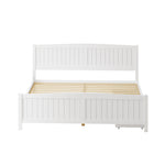 Wooden Bed Frame with Trundle Drawers White