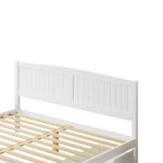 Wooden Bed Frame with Trundle Drawers White