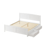 Wooden Bed Frame with Trundle Drawers White