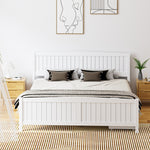 Wooden Bed Frame with Trundle Drawers White